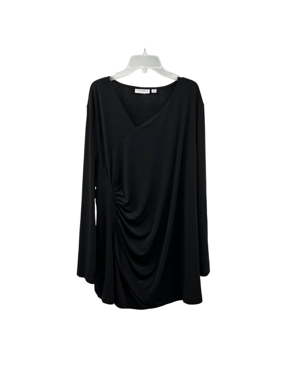 Susan Graver Black Long Sleeve Top Ruched Starburst Womens Size 2X